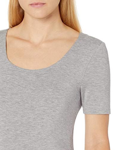 Amazon Essentials Women's Maternity Short-Sleeve Rouched Scoopneck T-Shirt, Pack Of 2, Light Grey Heather/White, Medium #TOP2