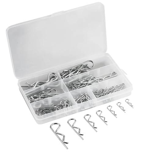Lot de 100 goupilles de verrouillage en acier inoxydable RC Clips, goupilles de fixation, clips de carrosserie, goupilles de retenue pour remorqueurs, tondeuses à gazon, voitures