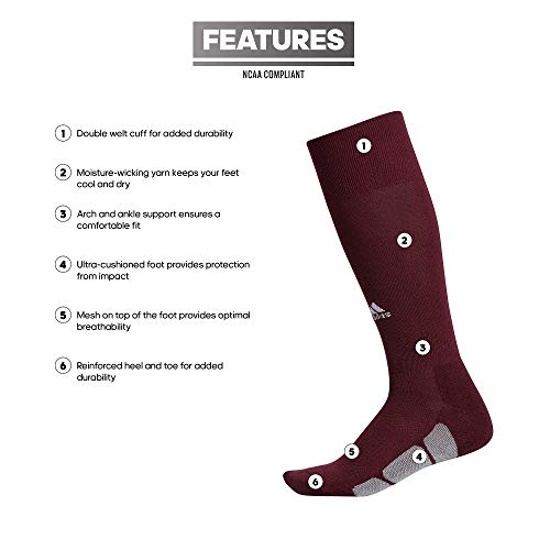 Adidas Utility All Sport Over The Calf (Otc) Socks (1-Pair), Team Maroon/Light Onix Grey/White, Small #TOP1
