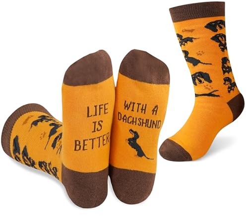 Calcetines Dachshund unisex InnoBeta en color marrón con talla grande 8.5 a 14.5