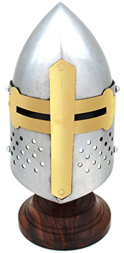 Medieval Warrior Brand 18 Gauge Steel Mini Display Helmet W/Helmet Stand (Sugar Loaf) #TOP1