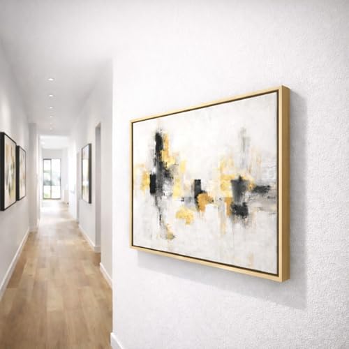 Image of Premium Canvas Floating Frame - 1.25 inch Gallery Depth Floater Frame with Authentic Wood Grain Finish, Handcrafted in USA for Wall Art & Paintings (Champagne Gold 10x14)