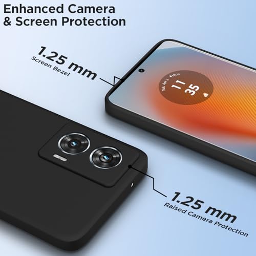 Image of Outlouders Back Cover for Motorola Moto Edge 50 Fusion 5G / Moto G96 5G | Camera Protection | Durable Soft Matte Silicone Bumper Case (Black)