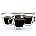 Janazala Espresso Cups Shot Glass Set of 4, Double-Wall Insulated Clear Glass Coffee Cups, Borosilicate Glass, Model"TRAPEZIO", 3.5 oz, 100 mililiter