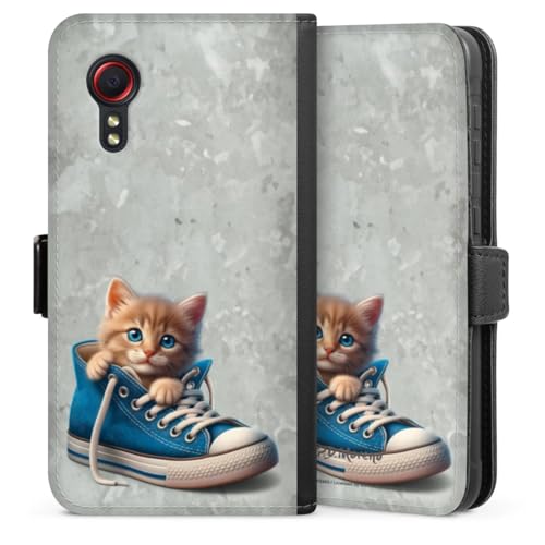 Étui pour Samsung Galaxy XCover 5 EE Housse Folio Magnétique Motif Chat et Chaussures
