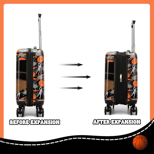 Image of Kids Basketball Suitcase Set for Boys Hardside Luggage with Spinner Wheels 2 Piece 16inch Toddler Suitcase for Boys Travel Carry on Luggage Airline Approved