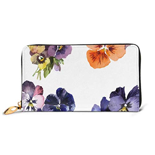 Preisvergleich Produktbild JHGFG Mode Handtasche Reißverschluss Brieftasche Design Set Stiefmütterchen Blumen isoliert auf Telefon Kupplung Geldbörse Abendkupplung Blockieren Leder Brieftasche Multi Card Organizer