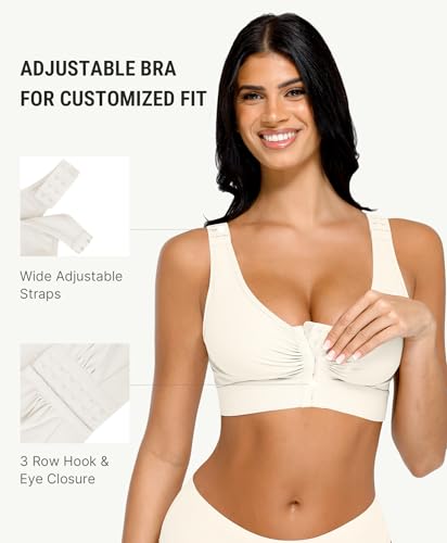 Image of FeelinGirl Post Surgery Compression Bra for Women's Front Closure Bra with Adjustable Straps Wirefree