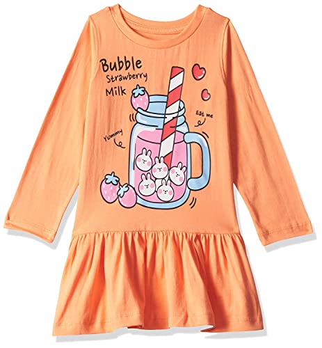 Image of T2F Girls Cotton Printed Full Sleeve Knee-Length Casual Dress