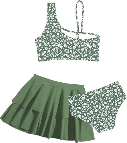Image of RAISEVERN Girls Swimsuit 3 Piece Bathing Suits Cute Swimwear for 5-12 Years