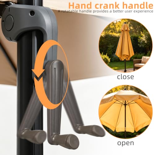 Image of Housoutil Patio Umbrella Crank Replacement Handle, Universal 8mm / 0.31'' Square Connector Cantilever Umbrella Crank Replacement, Outdoor Sunshade Parts, Offset Pole Accessory- Abs Plastic & Metal
