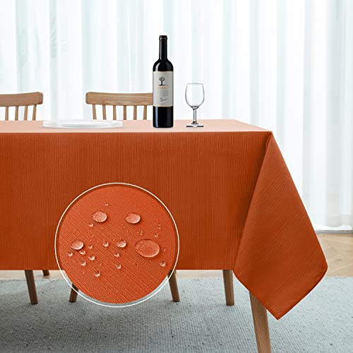 Softalker Fall Rectangle Tablecloth - Orange Geometric Line Damask Table Covers Waterproof Stain Resistant Washable Polyester Table Cloths for Dining, Holiday & Parties (60 x 84 inch, Burnt Orange)