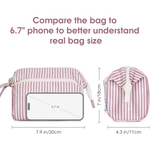 Image of Narwey Travel Makeup Bag Toiletry Bag, Wide Open Cosmetic Bag for Women