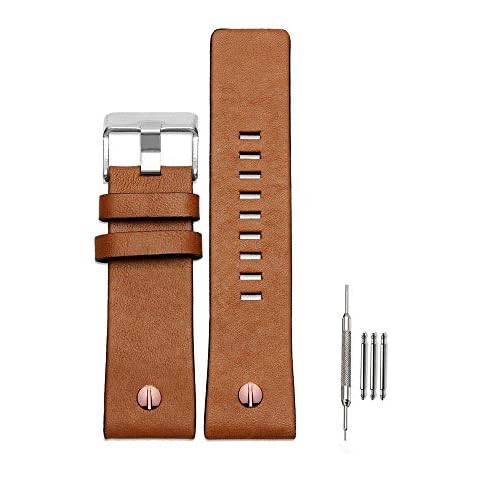 Finjin R Calfskin Leather Watch Band Suitable for Men's Diesel Watches (24 mm, Brown) Cover