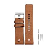 Finjin R Calfskin Leather Watch Band Suitable for Men's Diesel Watches (26 mm, Brown)
