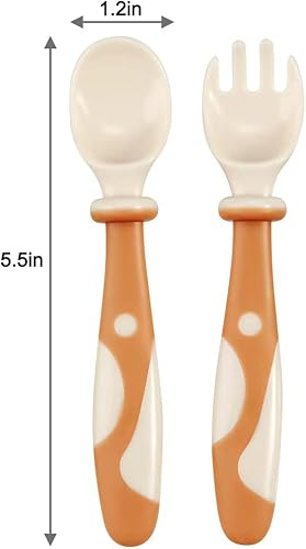 Miniatura 2 de PandaEar Juego de 6 cucharas y tenedores flexibles para bebés, cucharas de entrenamiento para aprender a alimentarse, primera etapa para niños