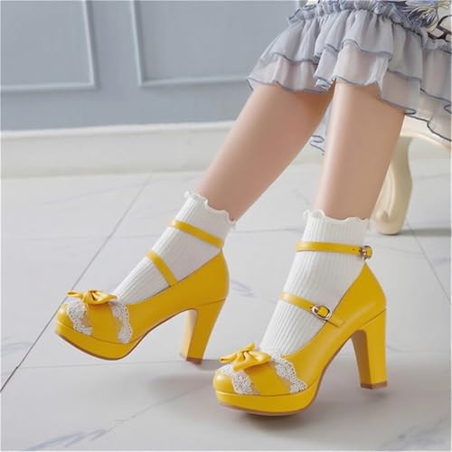 Image of FOREADA Mary Janes for Women Platform Heels Bow Kawaii Shoes Vintage Dress Pumps