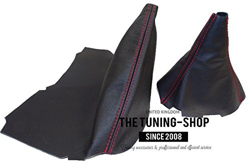 The Tuning-Shop Ltd for Toyota Gt-86 Subaru BRZ 2012-2016 Automatic Shift & E Brake Boot Black Leather with Red Stitching