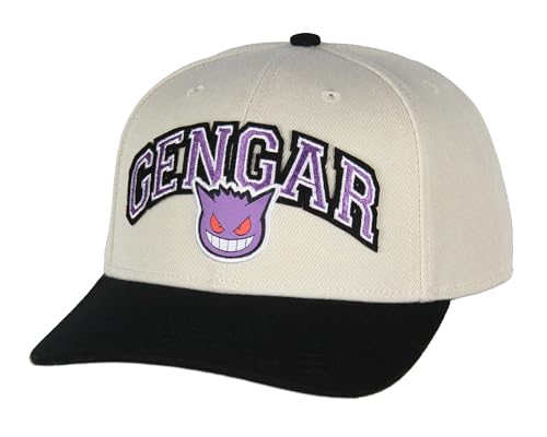 Pokemon Adult Gengar Embroidered Precurve Snapback Hat For Men and Women