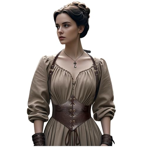 Joukavor Medieval Leather Corset Belt Renaissance Waist Cincher for Women Halloween