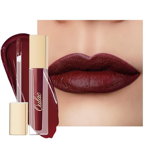 Oulac Rojo Oscuro Pintalabios Mate Líquido - Larga Duración Labios, Muy Pigmentadas, Cobertura...