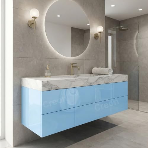 Image of Sky Blue Glossy Peel and Stick Wallpaper Self-Adhesive for Countertops, Kitchen, Cabinets, Waterproof, Removable, Easy to Apply, Decorative Vinyl (12 x 150 inch, Sky Blue Glossy)