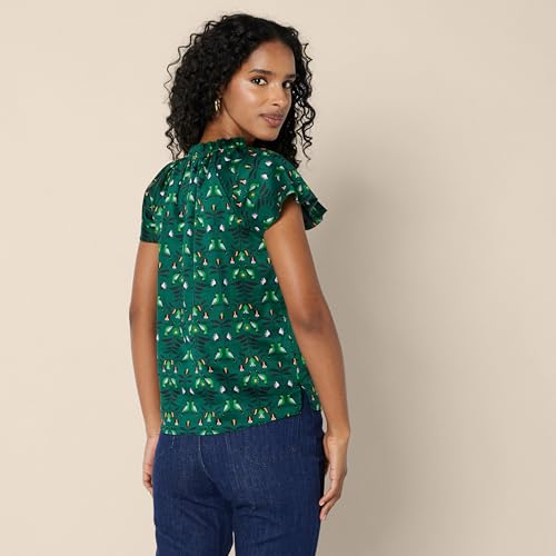 Amazon Essentials Women's Relaxed-Fit Cotton Sateen Flutter Sleeve Blouse2