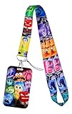 Inside Cartoon Out Characters Lanyard with ID Holder Keychain