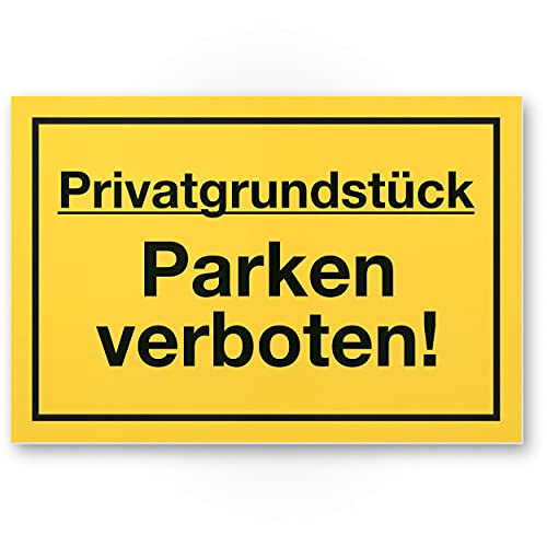 Komma Security Privatgrundstück - Parken Verboten Schild Parkverbotsschild Grundstück - Parkverbot Halteverbot Privatgrund - Hinweisschild Verbotsschild abgestellte Fahrzeuge