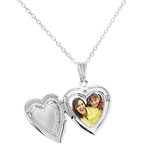 In Season Jewelry Silver Tone Small Love Heart Photo Locket Pendant Necklace Ideal For Toddlers And Little Girls 16" - Classic Tiny Heart Locket Pendant Necklace With 16-Inch Chain #TOP1