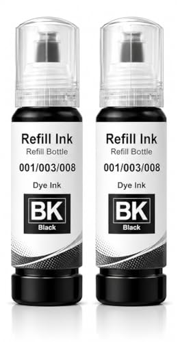 Image of CANOFF 003 Refill Ink Bottle Compatible for Epson L3110, L3150, L3250, L3252, L3115, L3116 Ink Tank Printers - High Yield, Vibrant Colors, Long-Lasting, Easy to Smooth Printing, Black, Pack of 2