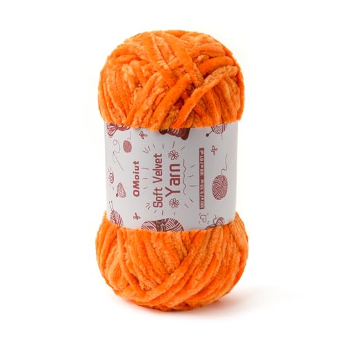 Image of 100g Fluffy Velvet Chenille Yarn for Crocheting and Knitting, 80m (87.5yd) Baby Yarn for Crocheting Soft, Crochet Chunky Yarn Amigurumi Yarns (Orange)