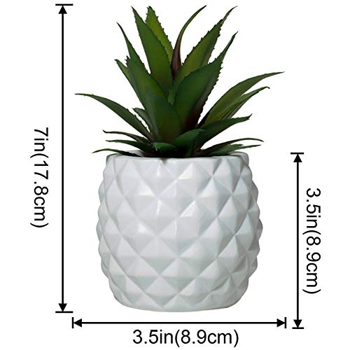Artificial Succulent Potted Pineapple Decor - Fake Pineapple Home Office Kitchen Table Decoration (White) #TOP1
