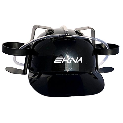 EKNA Drinking helmet beer helmet black with drink holders for cans and bottles to mix or drink quickly - the gag for any party - drinking with fun