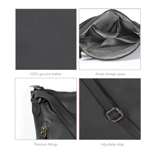Image of Genuine Leather Crossbody Bag For Women - Medium Cross Body Handbag Purse