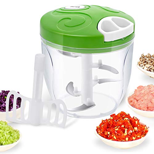 Manual Food Chopper, Easy Hand Pull Pro Onion Chopper, Large Capacity Handheld String Food Processor/Mixer/Blender for Veggie, Garlic, Meat, Salsa Maker