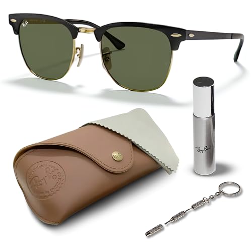 Image of Ray-Ban RB3716 CLUBMASTER METAL Square Shaped Sunglasses for Men & Women with Official RAYBAN Eyewear Kit