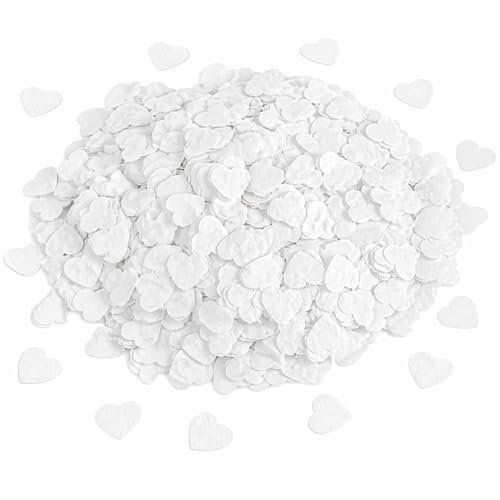 Lot de 10 000 confettis biodégradables en forme de cœur - 100 g - Confettis blancs de 2,5 cm - Confettis blancs biodégradables pour mariage, décoration...