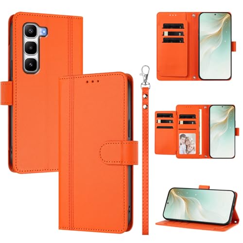 �X�}�z�P�[�X �Ή��@�� for Infinix Hot 60 Pro Plus �X�}�z�P�[�X�y�E�H���b�g�f�U�C�� �f���A���J�[�h�X���b�g �L���b�V�� �t���b�v���X�^���h �����h�~�zOrange