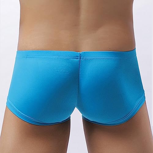 Maiyifu-GJ Men's Solid Color Low Rise Sexy Trunks Ultra-Thin U Convex Pouch Boxer Brief Ice Silk Breathable Underwear3