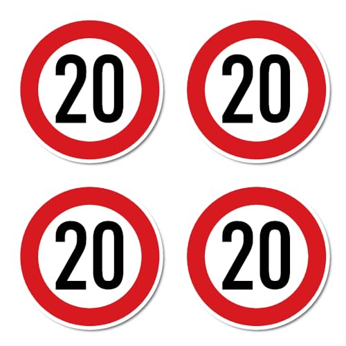 Pegatinas: 75 mm, 4 unidades – Señal de tráfico Z-274 rojo/blanco – velocidad máxima/velocidad máxima – 20 km/h