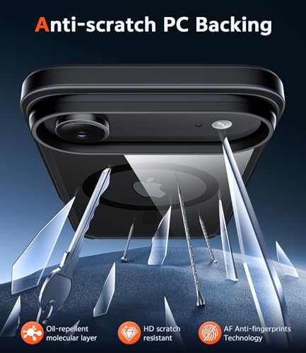 Image of FNTCASE for iPhone Air Case Clear: Magnetic Phone Cases with Screen Protector Drop Proof Compatible with Magsafe Slim Anti Yellowing Rugged Protective Transparent Cell Phone Cover (B-Black)