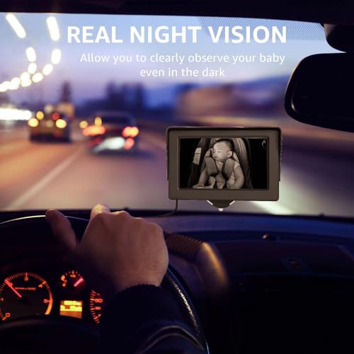 GROWNSY Baby Car Camera with Night Vision, 4.3 Inch HD Display
