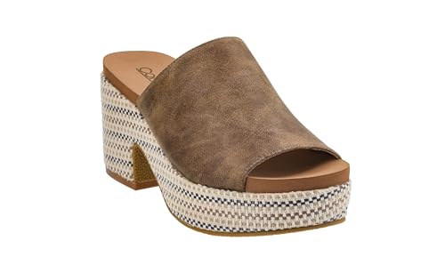 Corkys Footwear Totally Buggin Heeled Sandal - With A 3.25-Inch heel And 1-Inch platform, Chunky Heel, Slip-on Comfort, EVA Insole, and a Stylish Raffia Outsole3