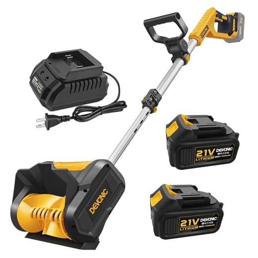 DEVONIC Cordless Snow Shovel,24 Volt 13 Inch 4-Ah Snow Thrower,Snow Blower with Adjustable Front Handle&Telescopic Pole and 2 Batteries.Width 6". Depth,12",16.8FT Throw Distance