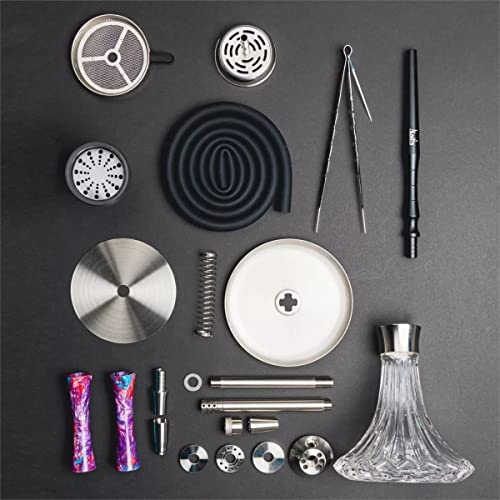 Aladin Shisha Epox 360 Pro Purple Dream, Wasserpfeife mit Edelstahl-Rauchsäule, Diffusor, Schlauch-Set, Kamin-Kopf – Bild 3