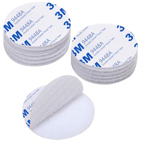 Rusoz Cinta Belcro Adhesiva Doble Cara, 10 Piezas Adhesivo Doble Cara Extrafuerte Blanco Gancho y Bucle Redondo 5cm Sin Agujeros Autoadhesiva para Hogar, Oficina, Bricolaje, Colgar Fotos