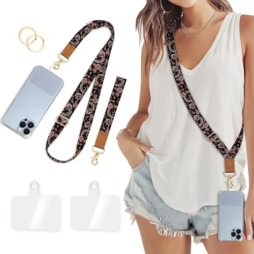 Image of Piefly Cell Phone Lanyard Crossbody Wrist Strap Adjustable for Women Goth | Travel Daily Cruise, Around the Neck, Hands-free, Universal, Fit Keys ID badge, Accessories, Compatible with Most Smartphones