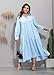Women's Elegant Long Sleeve Button Down Loose Shirt Dress Long Maxi Pleated Dress Blue S