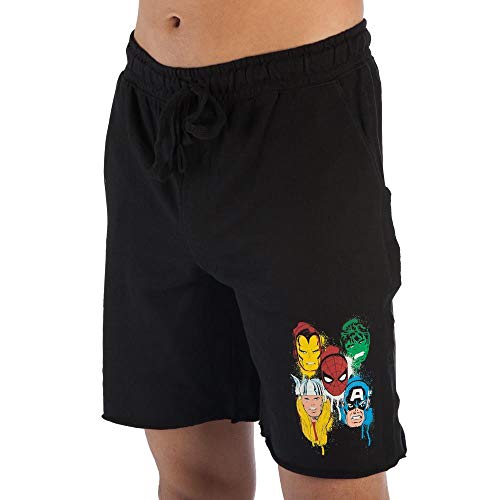Marvel Superheroes Masks Men's Black Sleep Pajama Shorts2